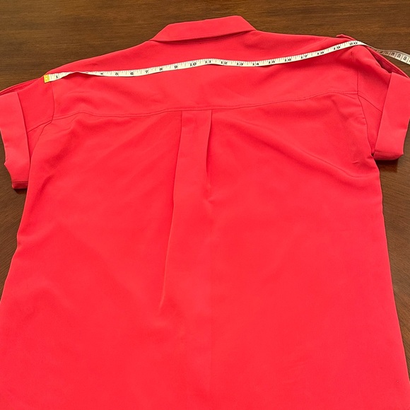 Karl Lagerfeld Hot Pink Button-Up Utility Blouse | Pocket Shirt - Picture 9 of 11